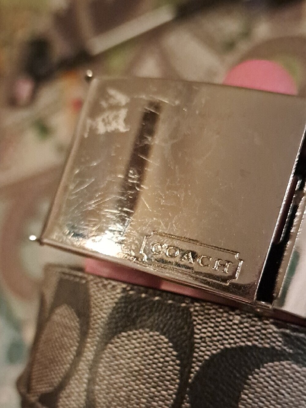 Coach Black Signature Canvas Belt with Silver Buckle - Picture 2 of 2
